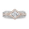 Enchanted Disney Aurora 1.00 CT. T.W. Princess-Cut Diamond Tilted Bypass Frame Engagement Ring in 14K Two-Tone Gold