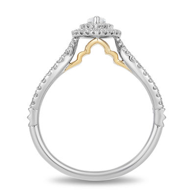 Enchanted Disney Jasmine 0.75 CT. T.W. Marquise Diamond Double Frame Engagement Ring in 14K Two-Tone Gold