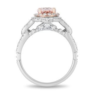 Enchanted Disney Aurora Oval Morganite and 0.69 CT. T.W. Diamond Scallop Frame Engagement Ring in 14K Two-Tone Gold