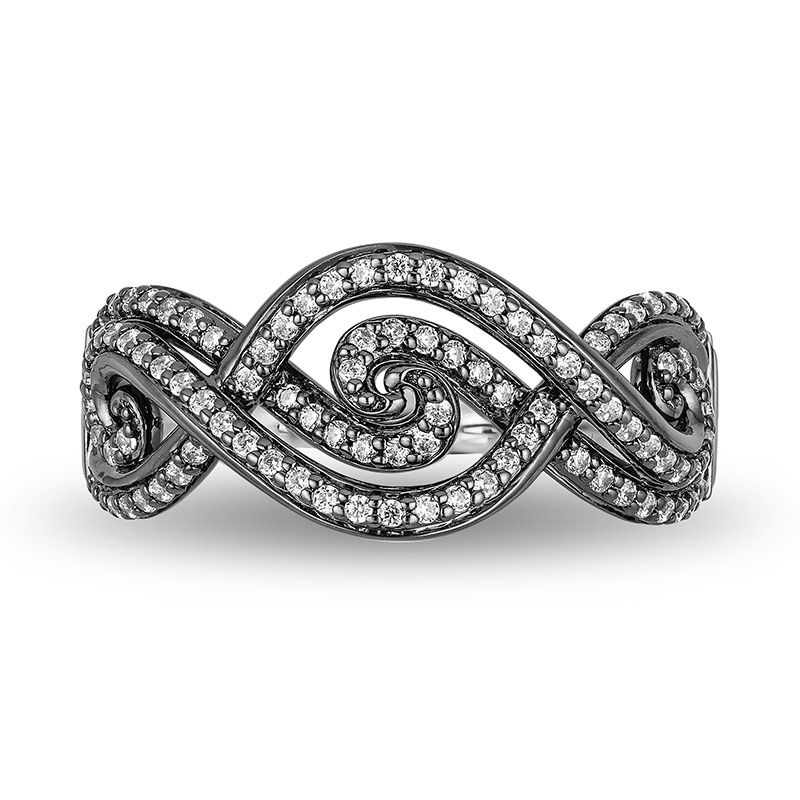 Enchanted Disney Villains Ursula 0.33 CT. T.W. Diamond Intertwining Tentacle Ring in 14K White Gold and Black Rhodium