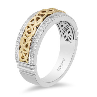 Enchanted Disney Men's 0.25 CT. T.W. Diamond Celtic Knot Centre Wedding Band in 14K Two-Tone Gold