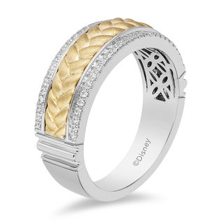 Enchanted Disney Men's 0.25 CT. T.W. Diamond Braid Centre Wedding Band in 14K Two-Tone Gold