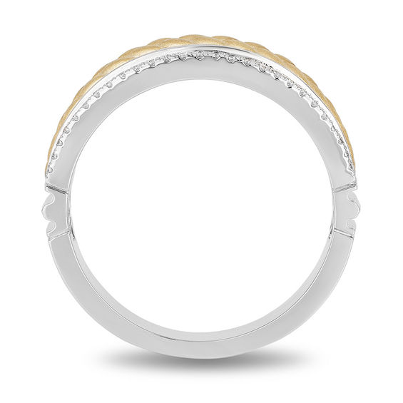 Enchanted Disney Men's 0.25 CT. T.W. Diamond Braid Centre Wedding Band in 14K Two-Tone Gold