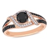 0.99 CT. T.W. Black and White Diamond Ribbon Bypass Engagement Ring in 10K Rose Gold