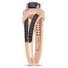 0.99 CT. T.W. Black and White Diamond Ribbon Bypass Engagement Ring in 10K Rose Gold