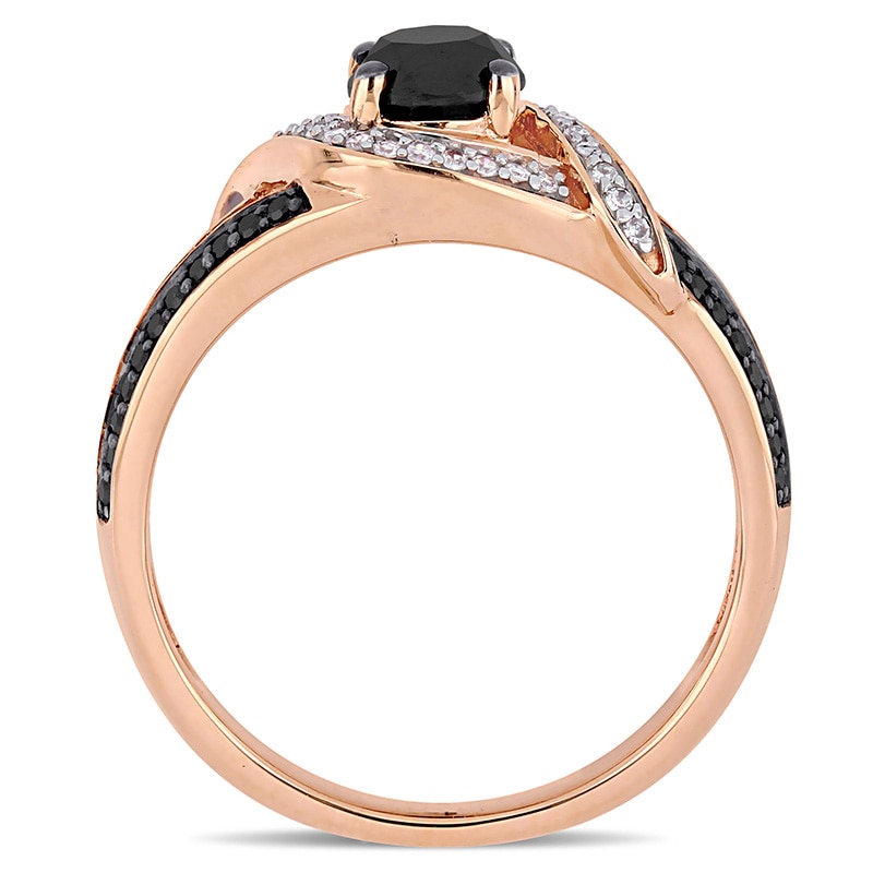 0.99 CT. T.W. Black and White Diamond Ribbon Bypass Engagement Ring in 10K Rose Gold|Peoples Jewellers