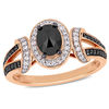 Thumbnail Image 0 of 0.95 CT. T.W. Oval Enhanced Black and White Diamond Frame Collar Engagement Ring in 10K Rose Gold