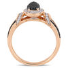 0.95 CT. T.W. Oval Enhanced Black and White Diamond Frame Collar Engagement Ring in 10K Rose Gold