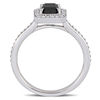 Thumbnail Image 3 of 1.23 CT. T.W. Emerald-Cut Enhanced Black and White Diamond Frame Vintage-Style Engagement Ring in 10K White Gold