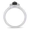 1.22 CT. T.W. Pear-Shaped Black and White Diamond Frame Vintage-Style Engagement Ring in 10K White Gold