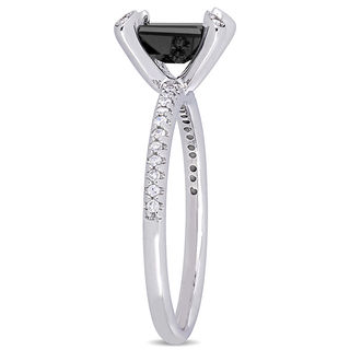 1.10 CT. T.W. Emerald-Cut Enhanced Black and White Diamond Engagement Ring in 10K White Gold