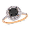 1.59 CT. T.W. Enhanced Black and White Diamond Double Frame Engagement Ring in 14K Rose Gold