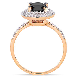 1.59 CT. T.W. Enhanced Black and White Diamond Double Frame Engagement Ring in 14K Rose Gold