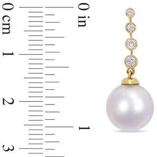 10.0-10.5mm South Sea Cultured Pearl and 0.17 CT. T.W. Diamond Drop Earrings in 14K Gold