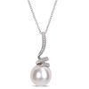 Thumbnail Image 0 of 11.0-12.0mm Freshwater Cultured Pearl and Diamond Accent Swirl Pendant in Sterling Silver