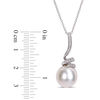 Thumbnail Image 2 of 11.0-12.0mm Freshwater Cultured Pearl and Diamond Accent Swirl Pendant in Sterling Silver