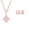 Thumbnail Image 1 of 0.23 CT. T.W. Diamond Solitaire Flower Pendant and Stud Earrings Set in 10K Rose Gold