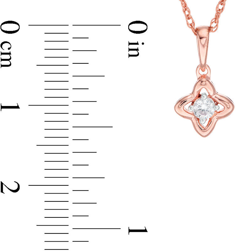 Main Image 4 of 0.23 CT. T.W. Diamond Solitaire Flower Pendant and Stud Earrings Set in 10K Rose Gold