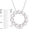 Thumbnail Image 2 of 5.0-5.5mm Freshwater Cultured Pearl and 0.19 CT. T.W. Diamond Wreath Pendant in Sterling Silver