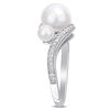 Thumbnail Image 2 of Freshwater Cultured Pearl and 0.16 CT. T.W. Diamond Three Stone Bypass Ring in 10K White Gold