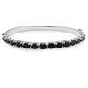 Thumbnail Image 0 of Sideways Oval Black Sapphire Line Bangle in Sterling Silver