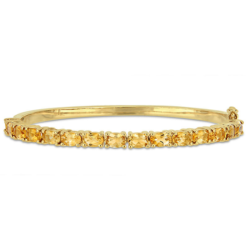 Sideways Oval Citrine Line Bangle in Sterling Silver with Yellow Rhodium|Peoples Jewellers