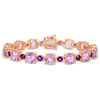 Thumbnail Image 0 of Alternating Amethyst Bracelet in Sterling Silver with Rose Rhodium - 7.25"