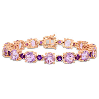 Alternating Amethyst Bracelet in Sterling Silver with Rose Rhodium - 7.25"