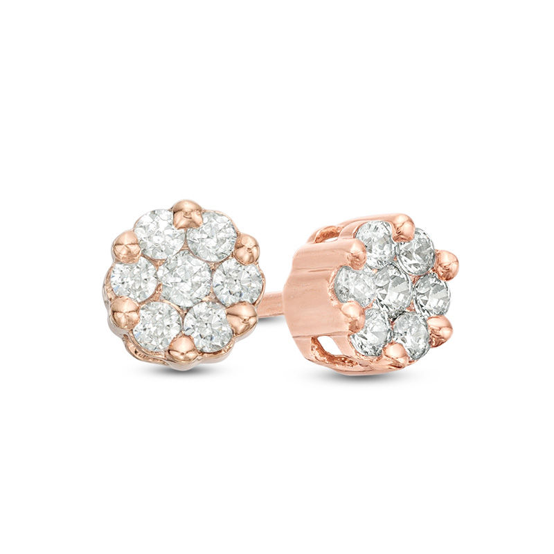 0.20 CT. T.W. Composite Diamond Flower Stud Earrings in 10K Rose Gold|Peoples Jewellers