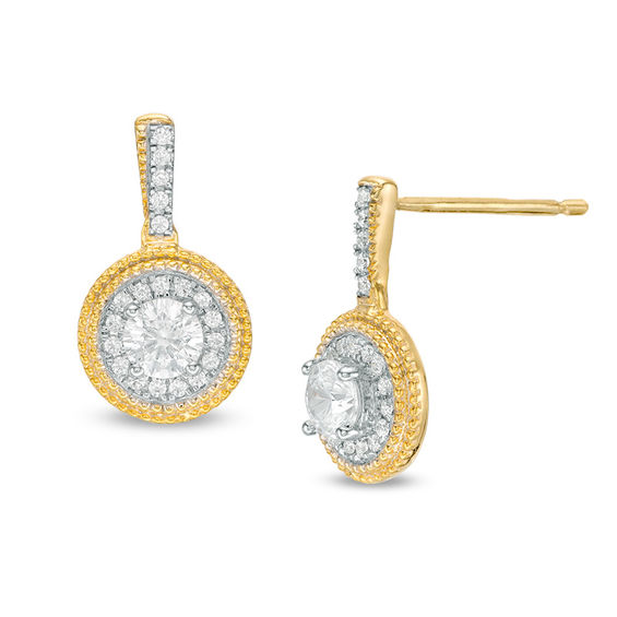 0.50 CT. T.W. Certified Canadian Diamond Frame Vintage-Style Drop Earrings in 10K Gold (I/I1)