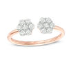 Thumbnail Image 0 of 0.37 CT. T.W. Diamond Flower Adjustable Open Ring in 10K Rose Gold - Size 7