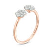 0.37 CT. T.W. Diamond Flower Adjustable Open Ring in 10K Rose Gold - Size 7