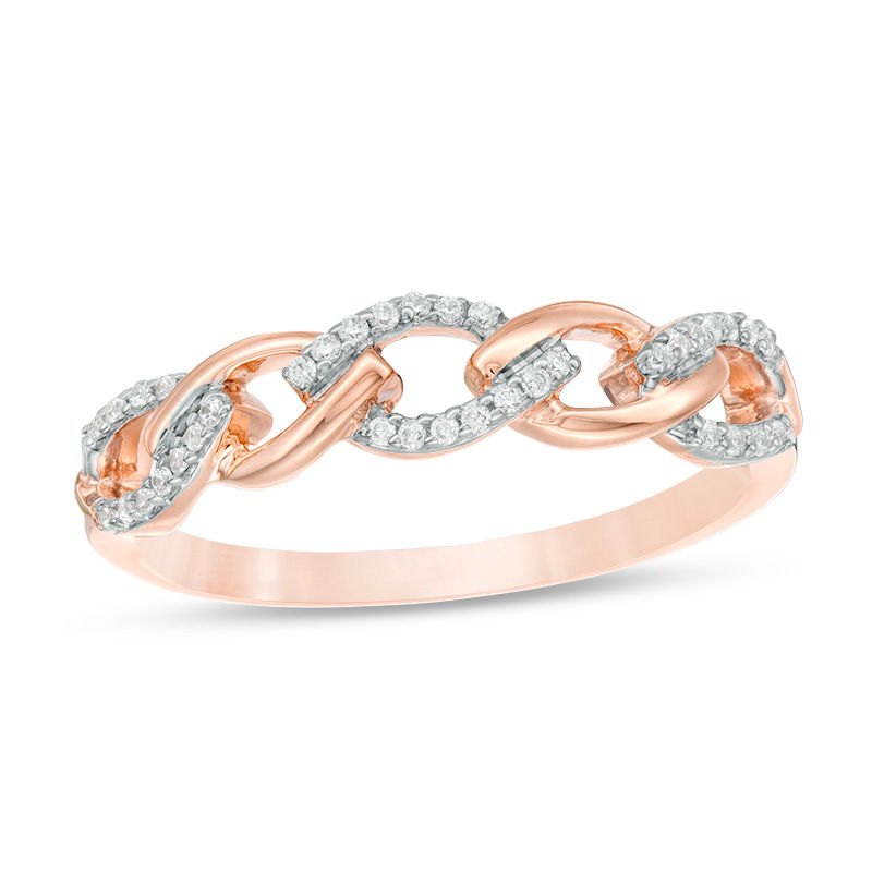 0.10 CT. T.W. Diamond Link Chain Band in 10K Rose Gold|Peoples Jewellers