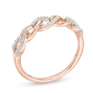 0.10 CT. T.W. Diamond Link Chain Band in 10K Rose Gold