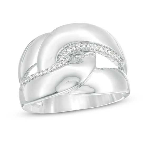 0.10 CT. T.W. Diamond Link Ring in Sterling Silver