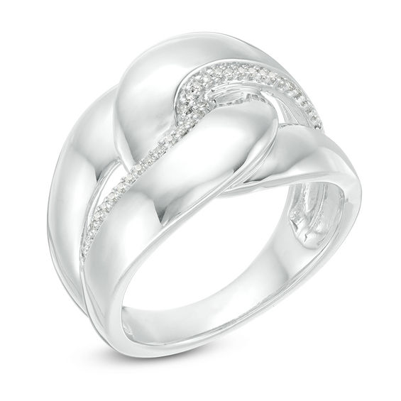 0.10 CT. T.W. Diamond Link Ring in Sterling Silver