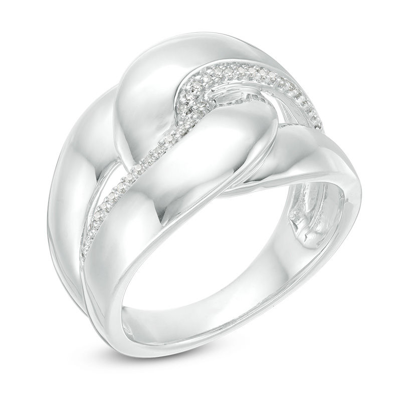 Main Image 2 of 0.10 CT. T.W. Diamond Link Ring in Sterling Silver