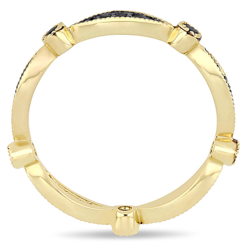 0.24 CT. T.W. Black Diamond Alternating Marquise and Round Vintage-Style Stackable Band in 10K Gold