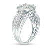 Thumbnail Image 2 of 1.00 CT. T.W. Princess-Cut Composite Diamond Frame Multi-Row Vintage-Style Engagement Ring in 14K White Gold