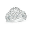 Thumbnail Image 0 of 1.00 CT. T.W. Composite Diamond Frame Multi-Row Vintage-Style Engagement Ring in 14K White Gold