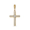 Thumbnail Image 0 of Men's 0.20 CT. T.W. Diamond Layered Cross Necklace Charm in 10K Gold