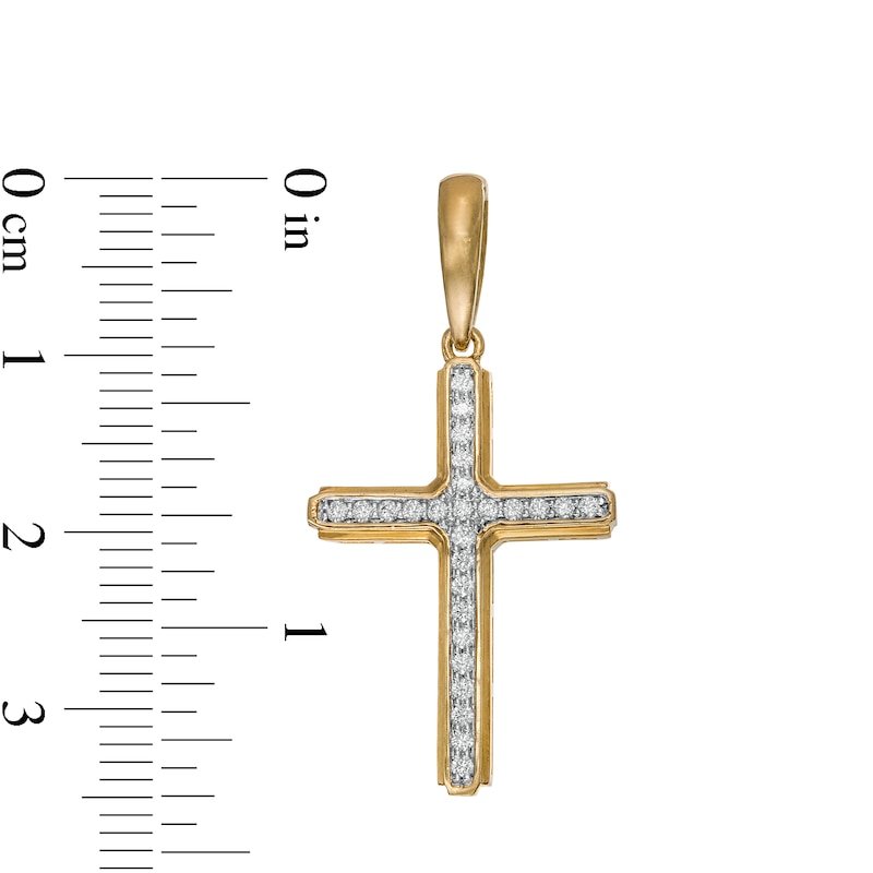 Men's 0.20 CT. T.W. Diamond Layered Cross Necklace Charm in 10K Gold