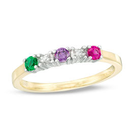 Mother's Birthstone and Diamond Accent Three Stone Ring (3 Stones)