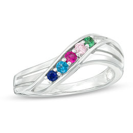 Mother's Birthstone Overlay Split Shank Ring (3-6 Stones)