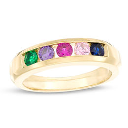 Mother's Birthstone Bevelled Edge Ring (3-7 Stones)