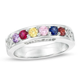 Birthstone &quot;XO&quot; and &quot;MOM&quot; Ring (3-7 Stones)