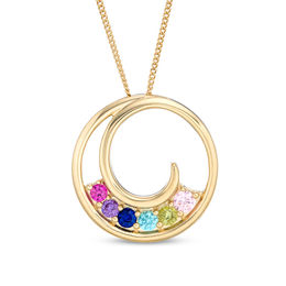 Mother's Birthstone Circle Swirl Pendant (2-8 Stones)