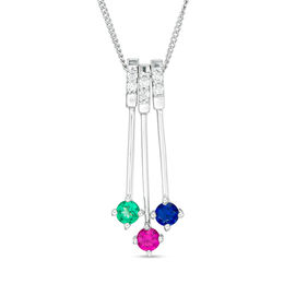 Mother's Birthstone and Diamond Accent Multi-Bar Pendant (3, 5, 7, or 9 Stones)