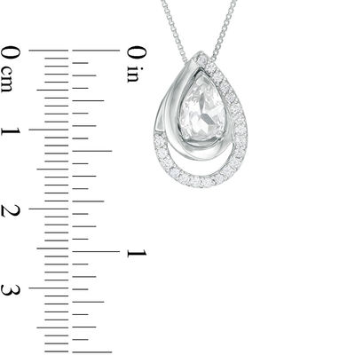 Pear-Shaped Lab-Created White Sapphire Spiral Three-in-One Pendant in Sterling Silver