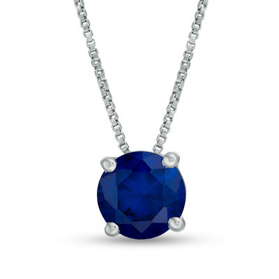 7.0mm Lab-Created Blue and White Sapphire Frame Three-in-One Pendant in Sterling Silver